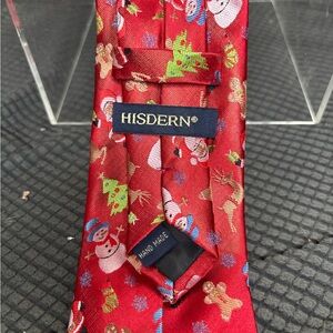 HISDERN Red Hand Made Christmas Tie